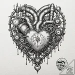 Steampunk heart with pipes and pressure gauge… – tattoo sketch (№1751621957_0, 04.07.2025 09:39) — tattoovalue.net