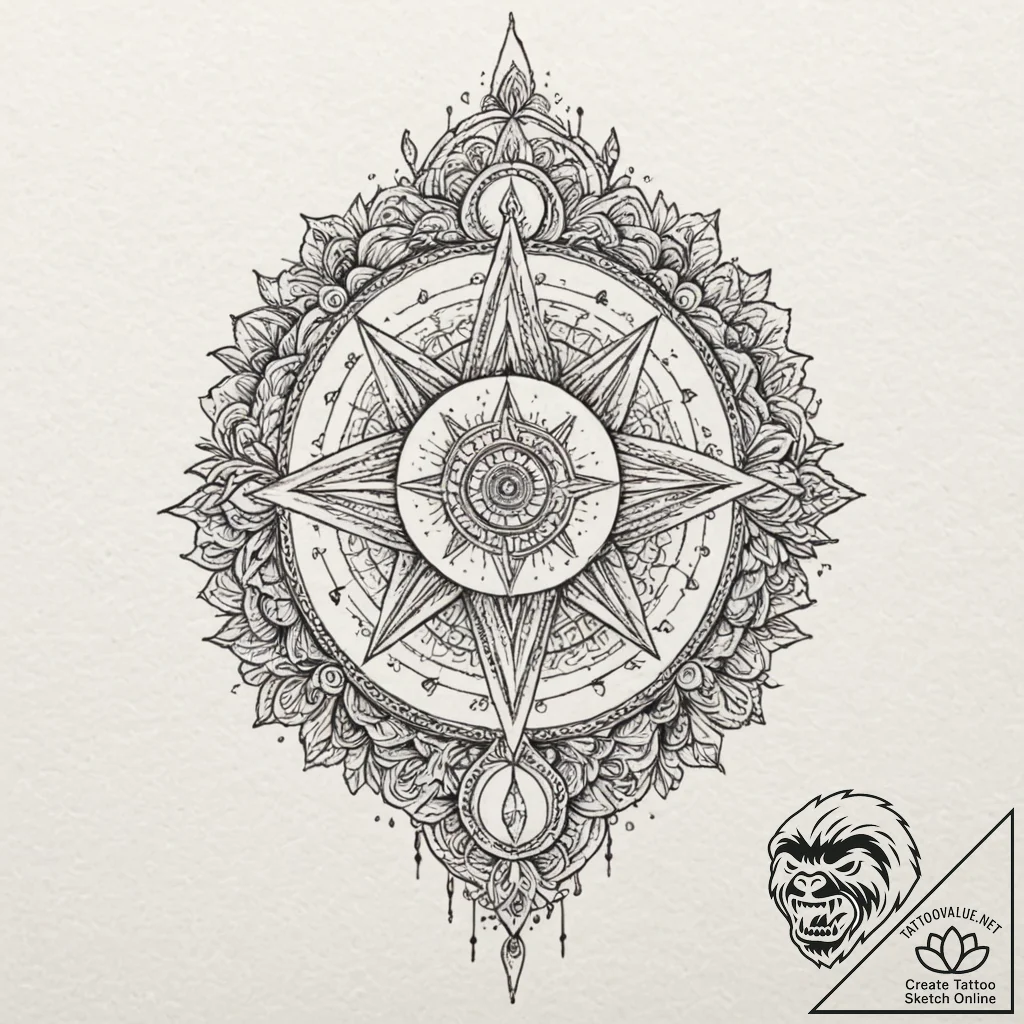 A dotwork tattoo of the five witcher signs: a... - tattoo sketch (№1751622270_0, 04.07.2025 09:44) — tattoovalue.net