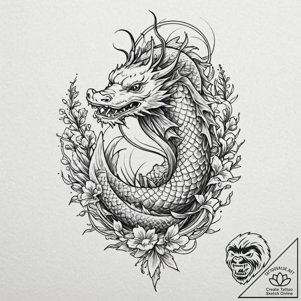 Hemp, artistic tattoo sketch, irezumi japanes... - tattoo sketch (№1751622348_0, 04.07.2025 09:45) — tattoovalue.net