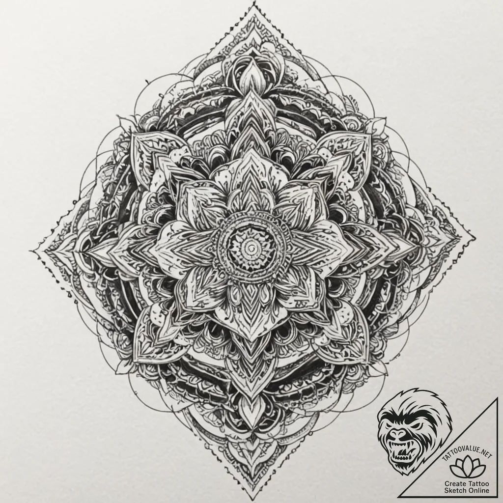 Metatron's cube, artistic tattoo sketch, subt... - tattoo sketch (№1751622598_0, 04.07.2025 09:49) — tattoovalue.net