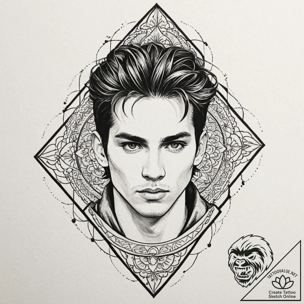 A neo-traditional tattoo of derek zoolander w... - tattoo sketch (№1751623628_0, 04.07.2025 10:07) — tattoovalue.net