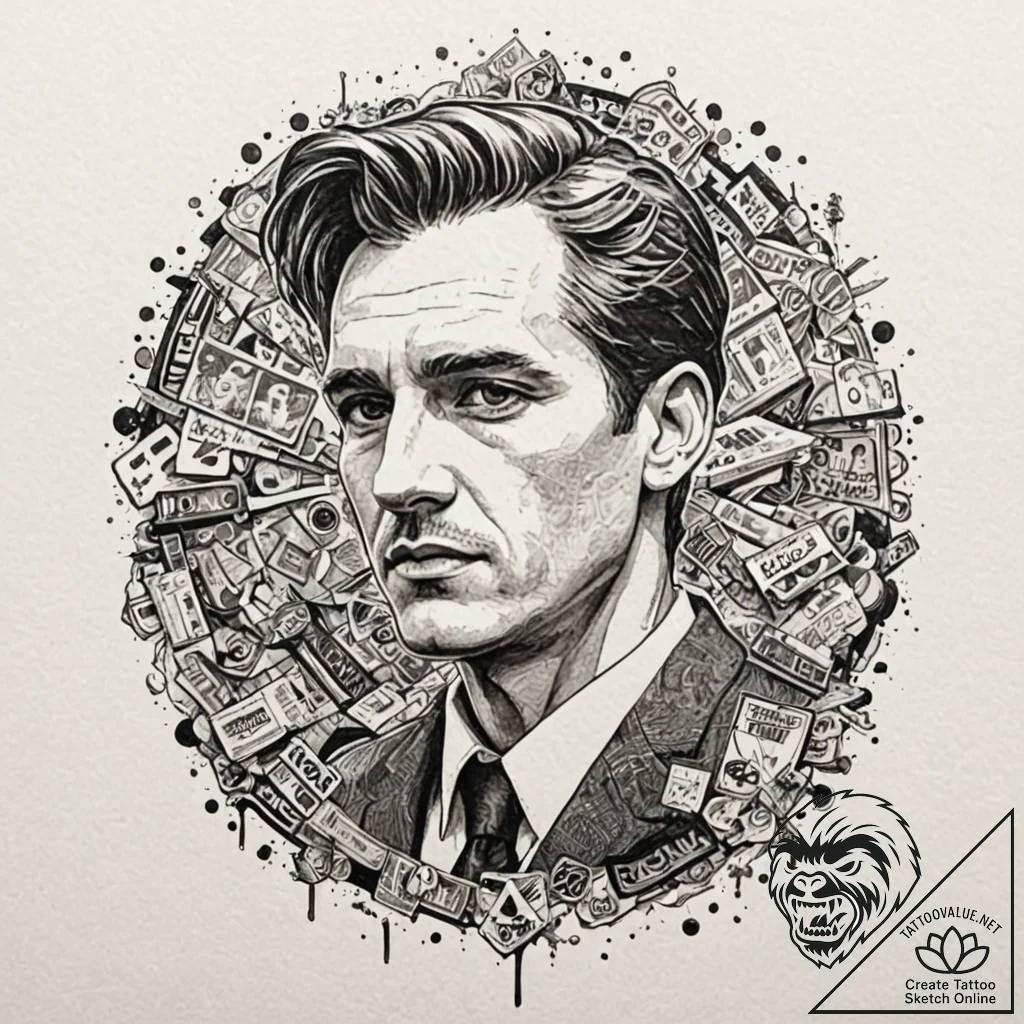 A trash polka composition of mr. blonde from... - tattoo sketch (№1751623714_0, 04.07.2025 10:08) — tattoovalue.net
