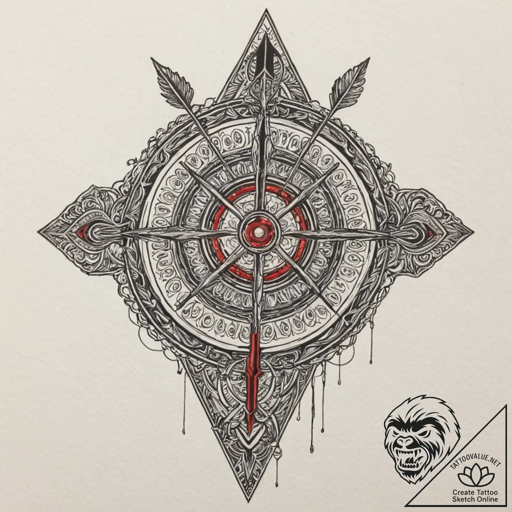 Arrow, concept art for tattoo, moderately det... - tattoo sketch (№1751624142_0, 04.07.2025 10:15) — tattoovalue.net