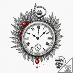 A melting pocket watch draped over a branch,… – tattoo sketch (№1751624484_0, 04.07.2025 10:21) — tattoovalue.net