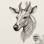 An okapi, tattoo line art, unique design, ori… – tattoo sketch (№1751624656_0, 04.07.2025 10:24) — tattoovalue.net
