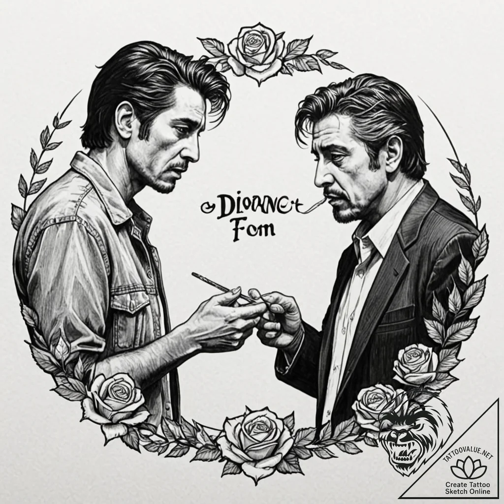 A graphic novel panel of the diner scene from... - tattoo sketch (№1751625342_0, 04.07.2025 10:35) — tattoovalue.net