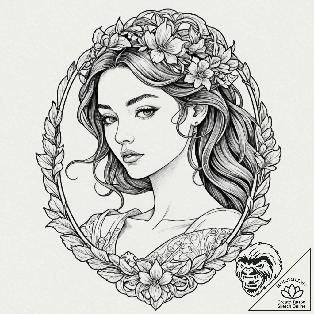 A neo-traditional portrait of one of the "chi... - tattoo sketch (№1751625516_0, 04.07.2025 10:38) — tattoovalue.net