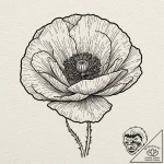 A poppy flower field, tattoo drawing outline,… – tattoo sketch (№1751625686_0, 04.07.2025 10:41) — tattoovalue.net