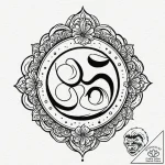 Om (symbol), tattoo flash sheet design, trash… – tattoo sketch (№1751625772_0, 04.07.2025 10:42) — tattoovalue.net