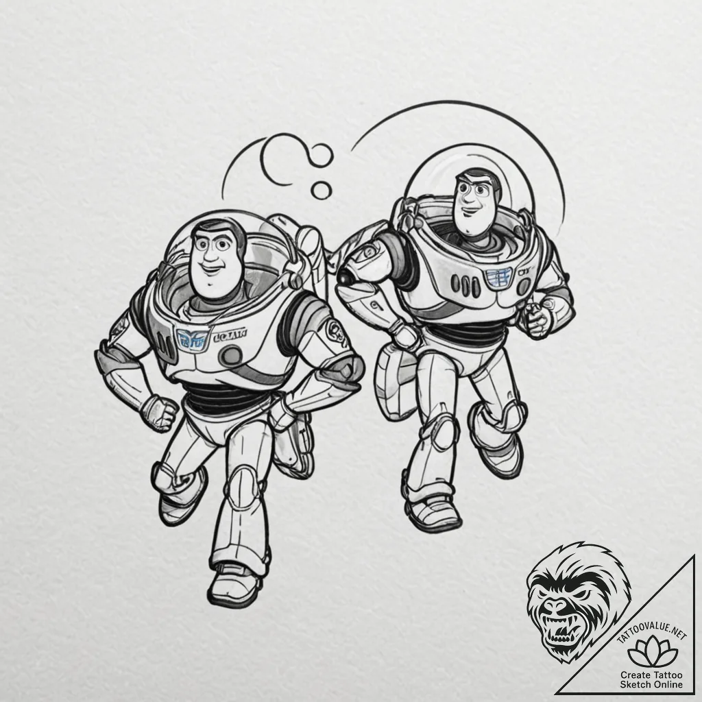 A sketch of buzz lightyear and woody from toy... - tattoo sketch (№1751626367_0, 04.07.2025 10:52) — tattoovalue.net