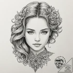 Child’s portrait, tattoo line art, highly det… – tattoo sketch (№1751626622_0, 04.07.2025 10:57) — tattoovalue.net