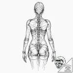 Circuit board pattern on a human back, tattoo… – tattoo sketch (№1751626792_0, 04.07.2025 10:59) — tattoovalue.net