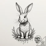 Linework tattoo design of the white rabbit, m… – tattoo sketch (№1751627221_0, 04.07.2025 11:07) — tattoovalue.net