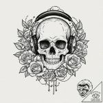 Headphones, tattoo flash sheet design, minima… – tattoo sketch (№1751627480_0, 04.07.2025 11:11) — tattoovalue.net