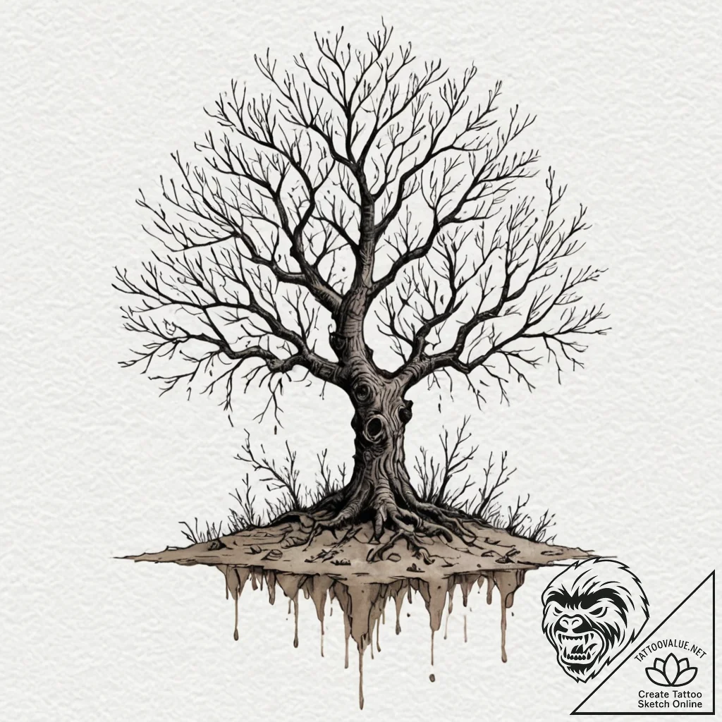 A watercolor sketch of the whomping willow.,... - tattoo sketch (№1751628167_0, 04.07.2025 11:22) — tattoovalue.net