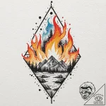 A watercolor sketch of cintra on fire,, ink i… – tattoo sketch (№1751628251_0, 04.07.2025 11:24) — tattoovalue.net