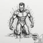 124. a graphic novel panel of the t-1000 emer… – tattoo sketch (№1751628423_0, 04.07.2025 11:27) — tattoovalue.net