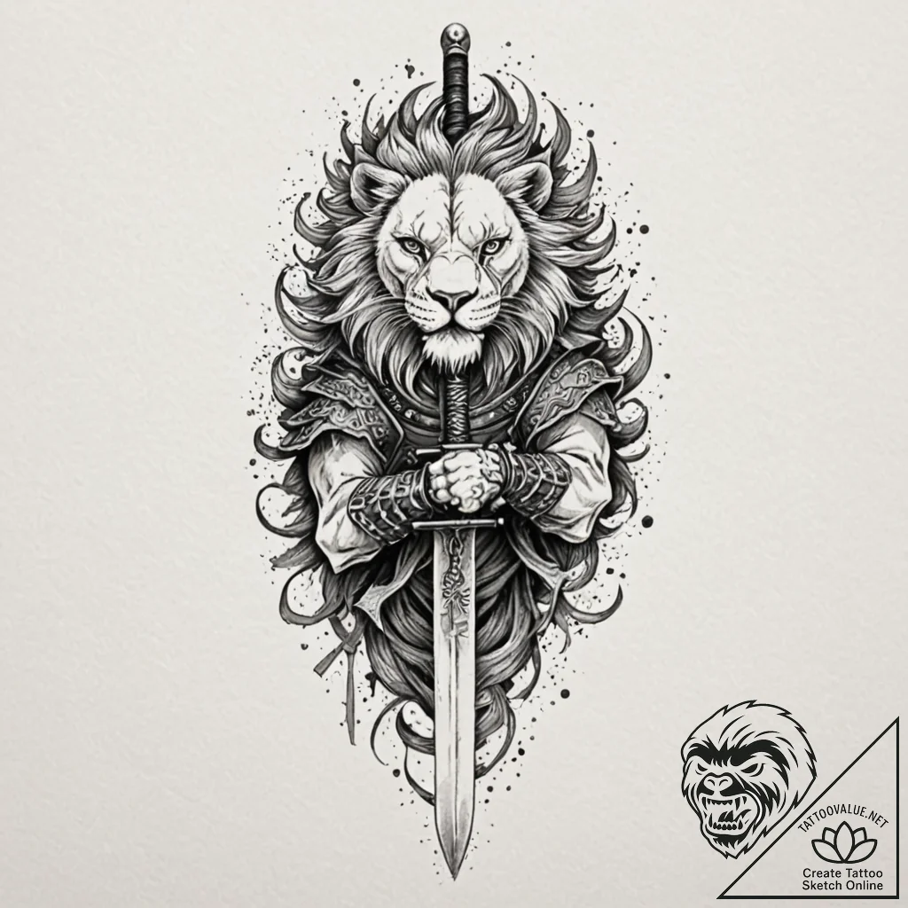 A neo-traditional tattoo of a bloody samurai... - tattoo sketch (№1751628592_0, 04.07.2025 11:29) — tattoovalue.net