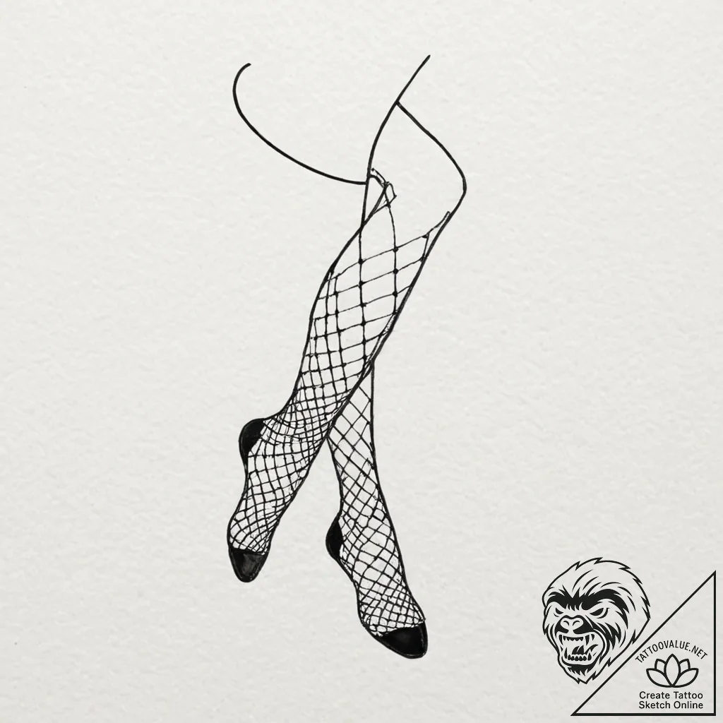 Stockings, ink illustration for tattoo, dotwo... - tattoo sketch (№1751628679_0, 04.07.2025 11:31) — tattoovalue.net