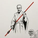 A sketch of count dooku, looking arrogant, wi… – tattoo sketch (№1751629022_0, 04.07.2025 11:37) — tattoovalue.net