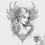 Cyberpunk valkyrie, tattoo sketch design, fin… – tattoo sketch (№1751629540_0, 04.07.2025 11:45) — tattoovalue.net