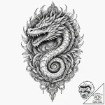 Quetzalcoatl, artistic tattoo sketch, highly… – tattoo sketch (№1751630406_0, 04.07.2025 12:00) — tattoovalue.net