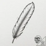 A bird feather turning into an ink quill, tat… – tattoo sketch (№1751630570_0, 04.07.2025 12:02) — tattoovalue.net
