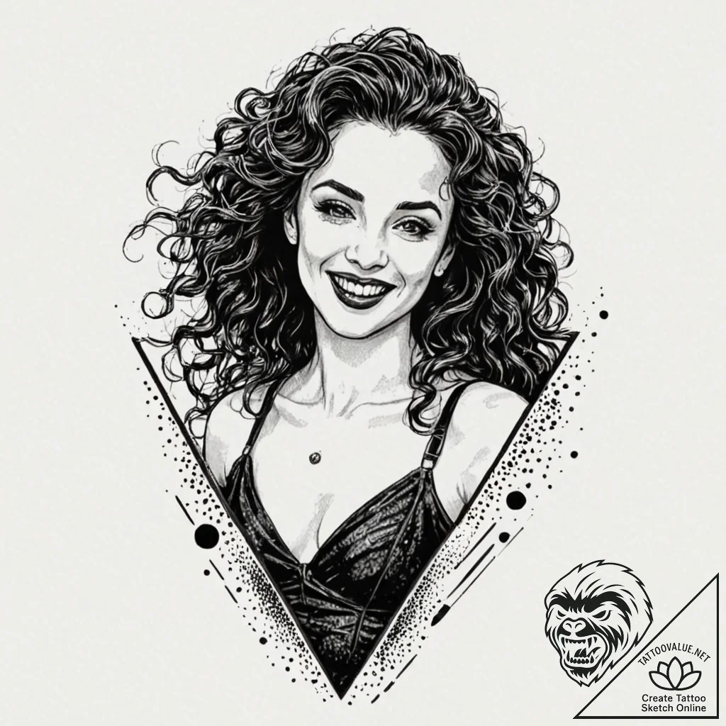 A trash polka design of bellatrix lestrange,... - tattoo sketch (№1751630807_0, 04.07.2025 12:06) — tattoovalue.net