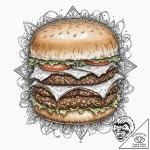 A neo-traditional tattoo of a kahuna burger b… – tattoo sketch (№1751630885_0, 04.07.2025 12:08) — tattoovalue.net
