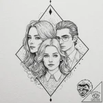 A sketch of the main characters from only lov… – tattoo sketch (№1751631321_0, 04.07.2025 12:15) — tattoovalue.net