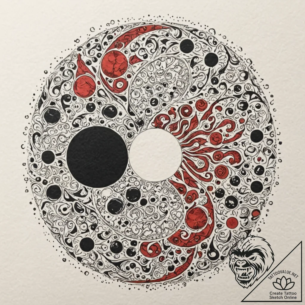 A dotwork design of the yin-yang symbol made... - tattoo sketch (№1751632101_0, 04.07.2025 12:28) — tattoovalue.net