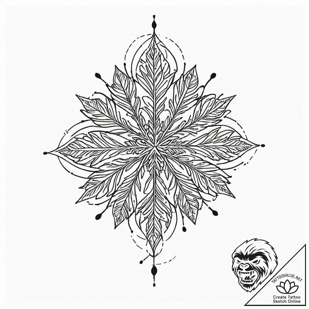 Snowflake, ink illustration for tattoo, fine... - tattoo sketch (№1751632693_0, 04.07.2025 12:38) — tattoovalue.net