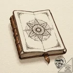 An old, leather-bound grimoire, artistic tatt… – tattoo sketch (№1751632771_0, 04.07.2025 12:39) — tattoovalue.net