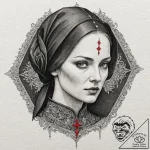 A watercolor portrait of lady jessica with be… – tattoo sketch (№1751633081_0, 04.07.2025 12:44) — tattoovalue.net