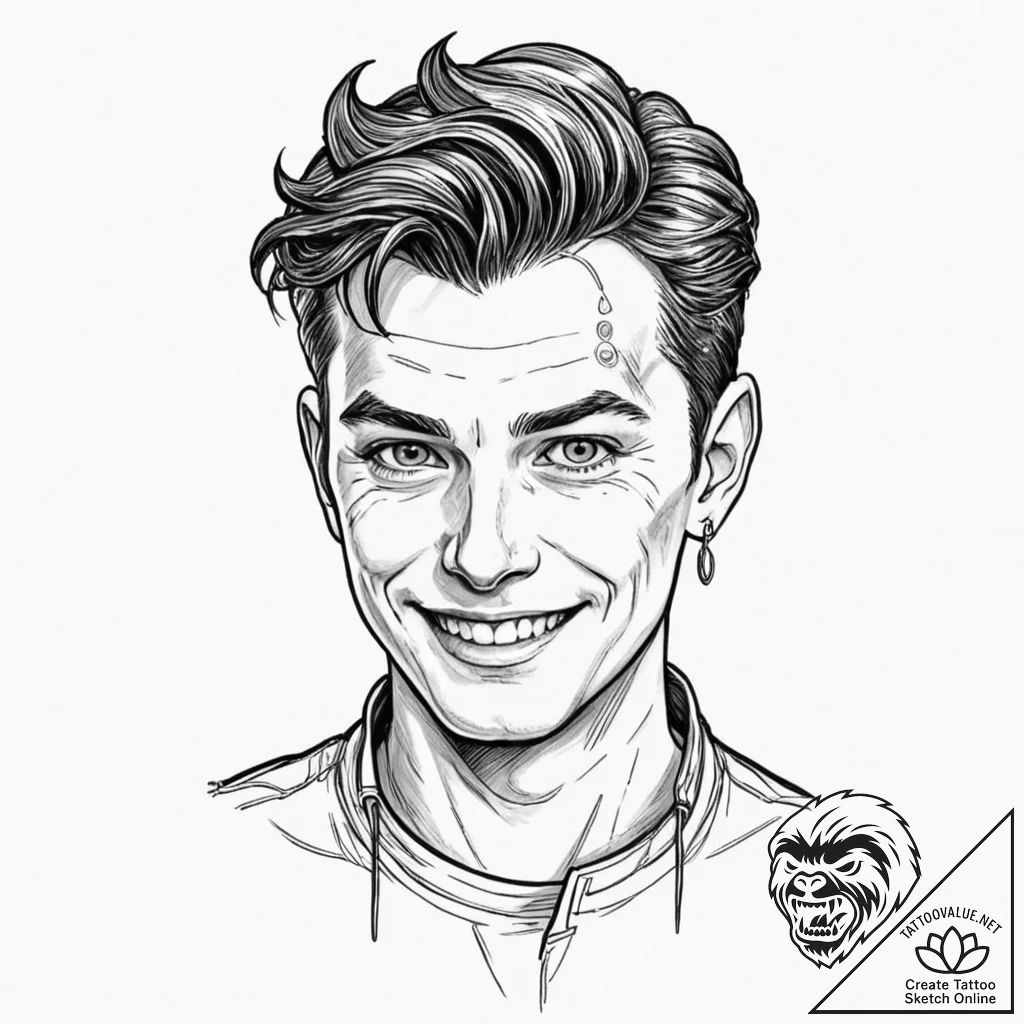 A trash polka portrait of homelander from the... - tattoo sketch (№1751633158_0, 04.07.2025 12:45) — tattoovalue.net
