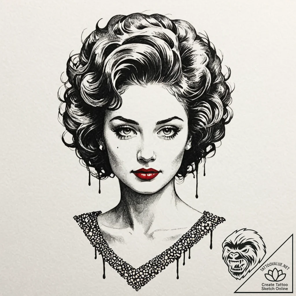 A surrealist tattoo of the "lady in the radia... - tattoo sketch (№1751633236_0, 04.07.2025 12:47) — tattoovalue.net