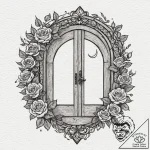 A watercolor sketch of the doors of durin at… – tattoo sketch (№1751633706_0, 04.07.2025 12:55) — tattoovalue.net