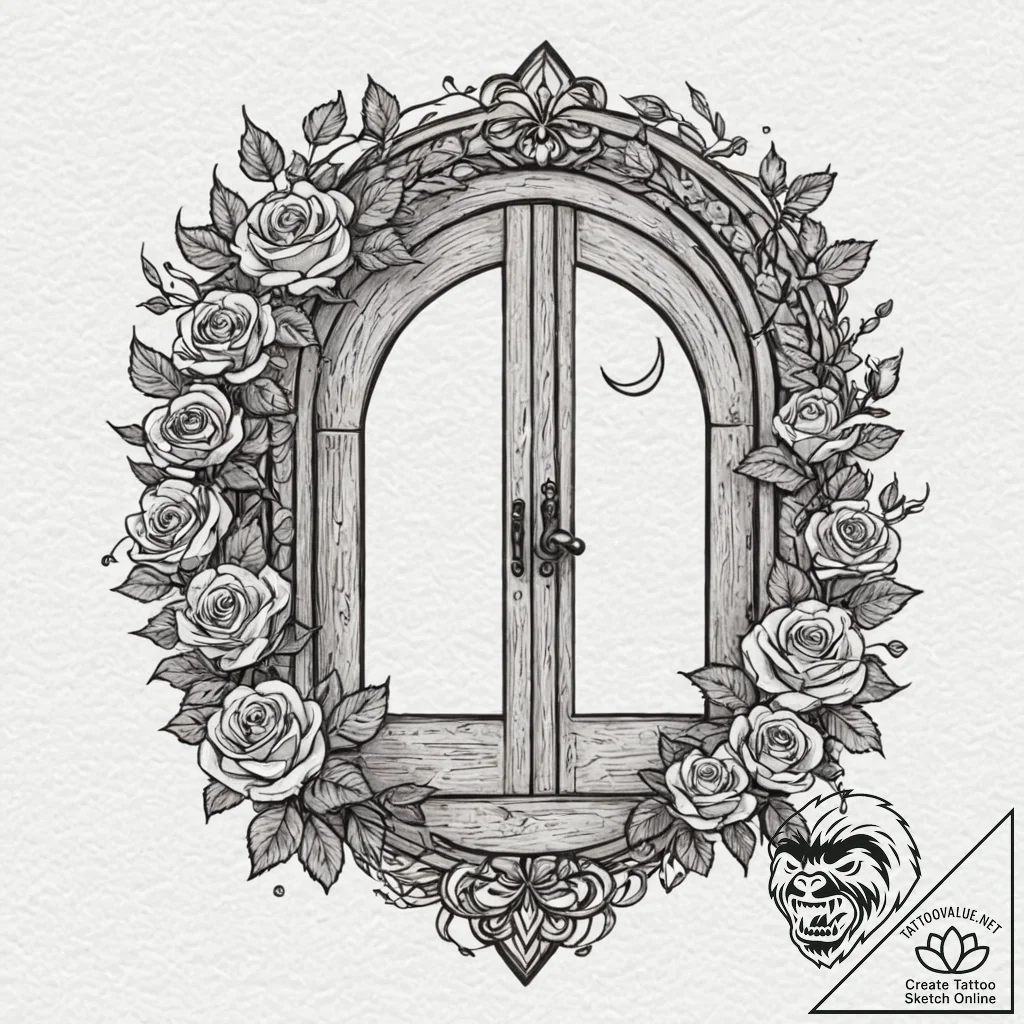A watercolor sketch of the doors of durin at... - tattoo sketch (№1751633706_0, 04.07.2025 12:55) — tattoovalue.net
