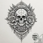 An old, leather-bound grimoire, concept art f… – tattoo sketch (№1751633785_0, 04.07.2025 12:56) — tattoovalue.net