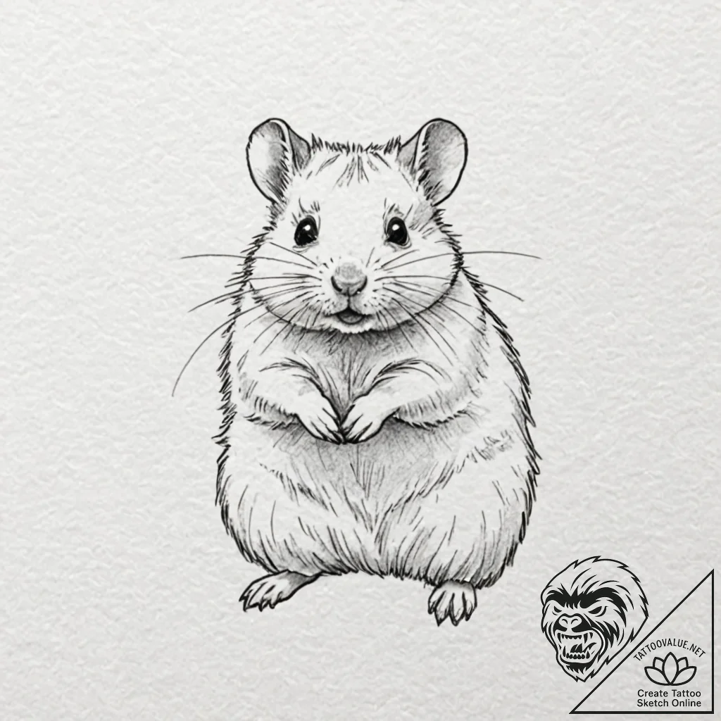 Hamster, tattoo flash sheet design, muted col... - tattoo sketch (№1751633861_0, 04.07.2025 12:57) — tattoovalue.net