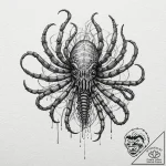 Linework tattoo of a facehugger, minimalist a… – tattoo sketch (№1751634019_0, 04.07.2025 13:00) — tattoovalue.net