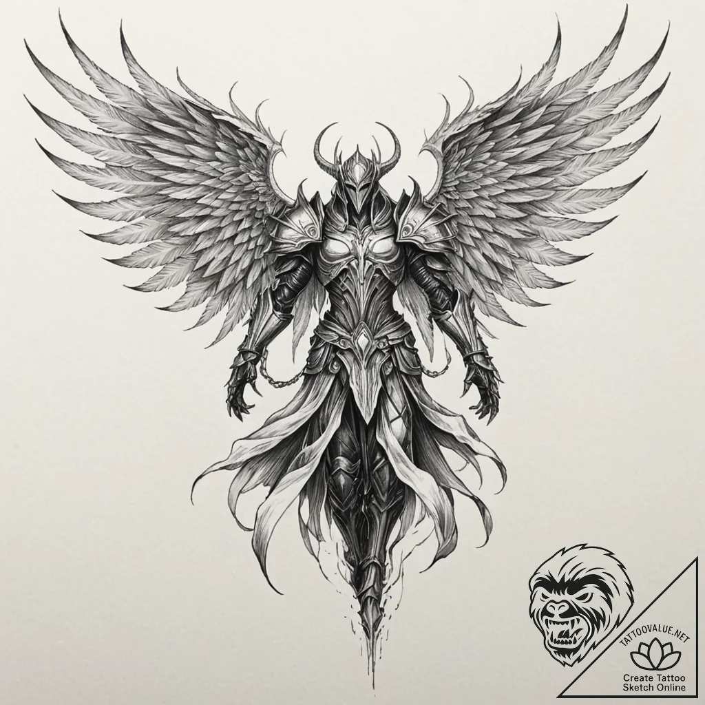 A sketch of tyrael, the archangel of justice... - tattoo sketch (№1751634097_0, 04.07.2025 13:01) — tattoovalue.net