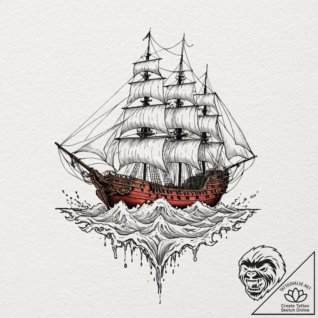 A watercolor tattoo of the going merry ship f... - tattoo sketch (№1751634728_0, 04.07.2025 13:12) — tattoovalue.net