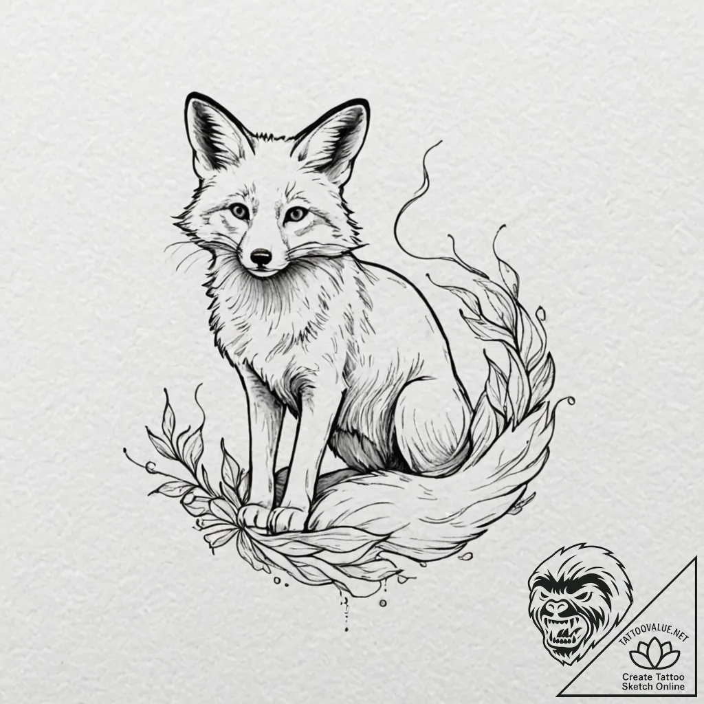 A fox made of swirling smoke, concept art for... - tattoo sketch (№1751634973_0, 04.07.2025 13:16) — tattoovalue.net
