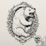 A trash polka composition of the white bear s… – tattoo sketch (№1751635623_0, 04.07.2025 13:27) — tattoovalue.net