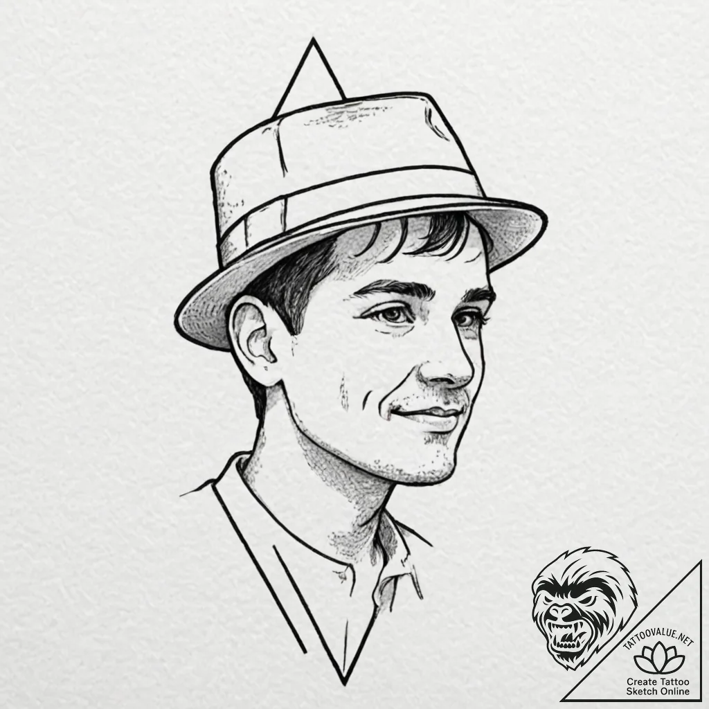 A sketch of dustin with his "thinking cap", s... - tattoo sketch (№1751636405_0, 04.07.2025 13:40) — tattoovalue.net