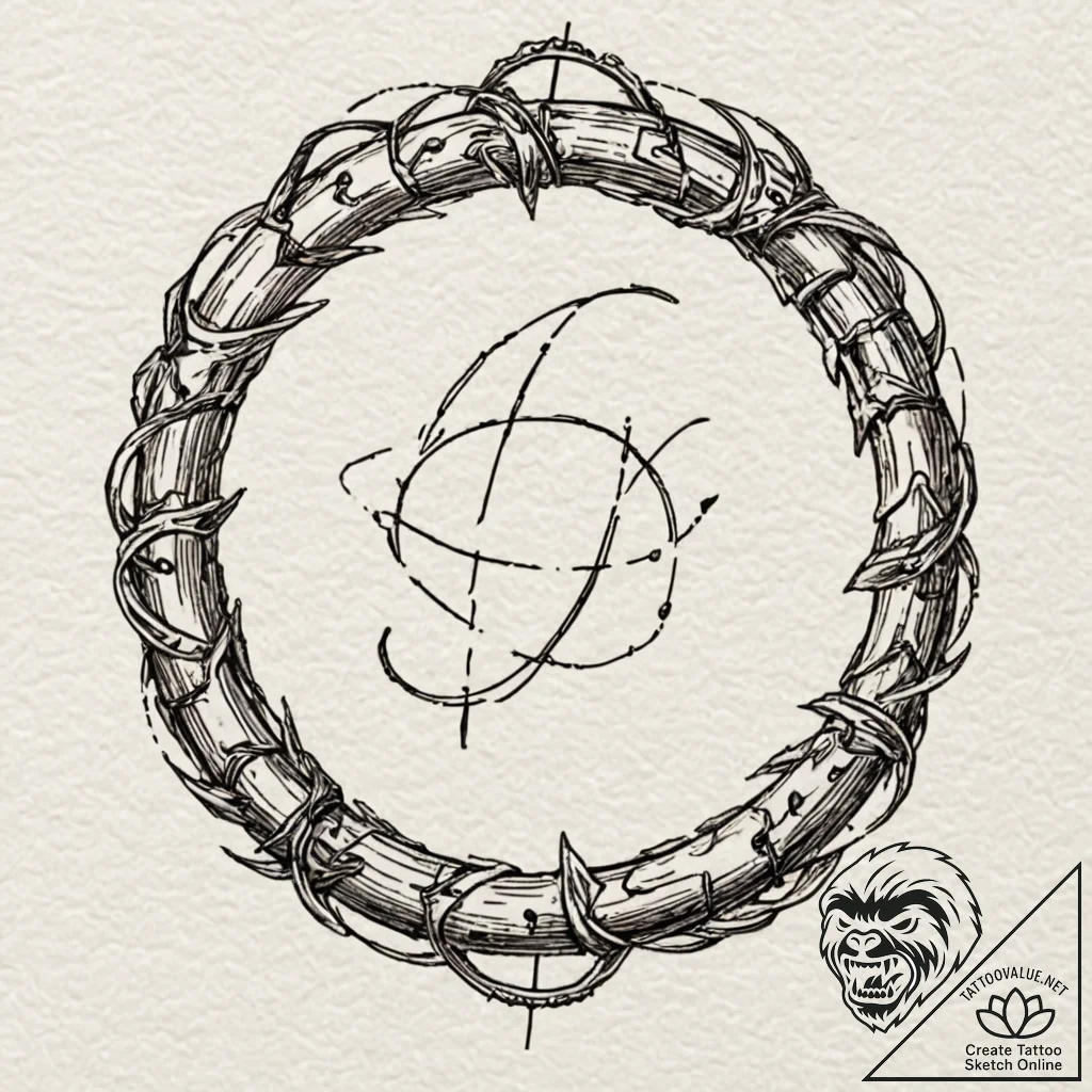 A trash polka tattoo of the homunculus symbol... - tattoo sketch (№1751636484_0, 04.07.2025 13:41) — tattoovalue.net