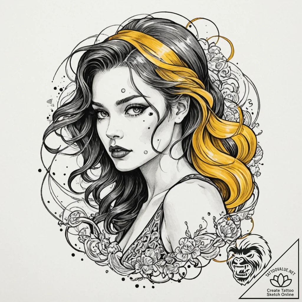 A watercolor tattoo of the yellow blood in si... - tattoo sketch (№1751636732_0, 04.07.2025 13:45) — tattoovalue.net