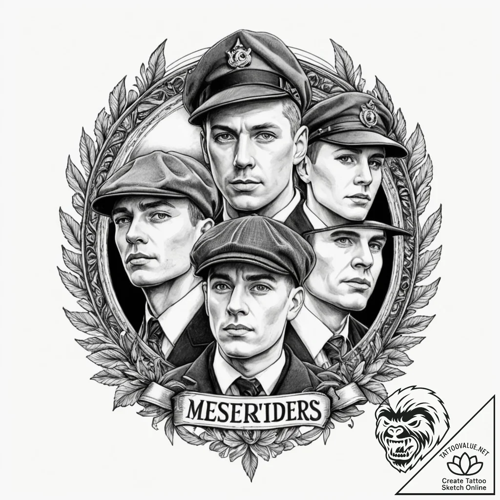 A sketch of the main characters from peaky bl... - tattoo sketch (№1751637238_0, 04.07.2025 13:53) — tattoovalue.net