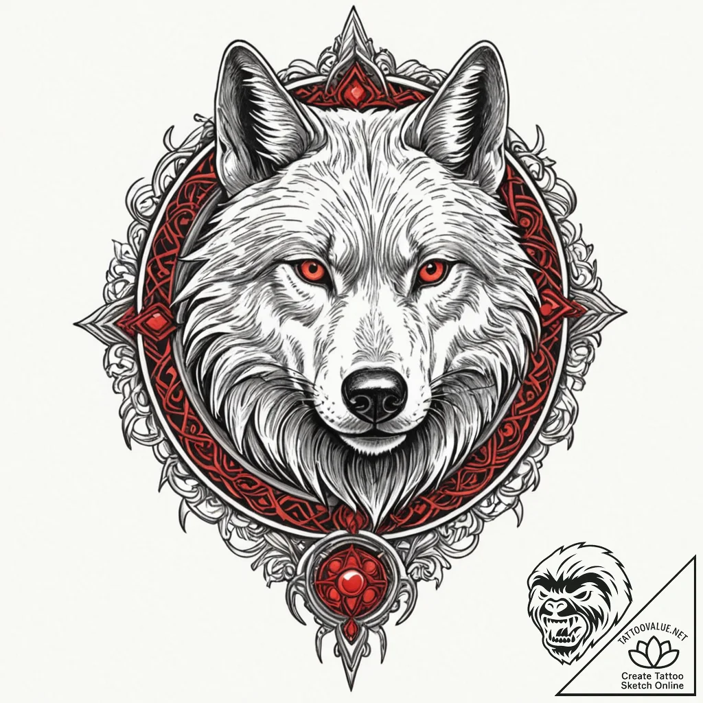 Geralt's wolf medallion from the witcher, con... - tattoo sketch (№1751640440_0, 04.07.2025 14:47) — tattoovalue.net